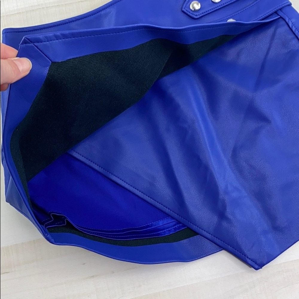 BLANKNYC Vegan Leather Snap Skirt in Blue My Mind - Picture 8 of 14